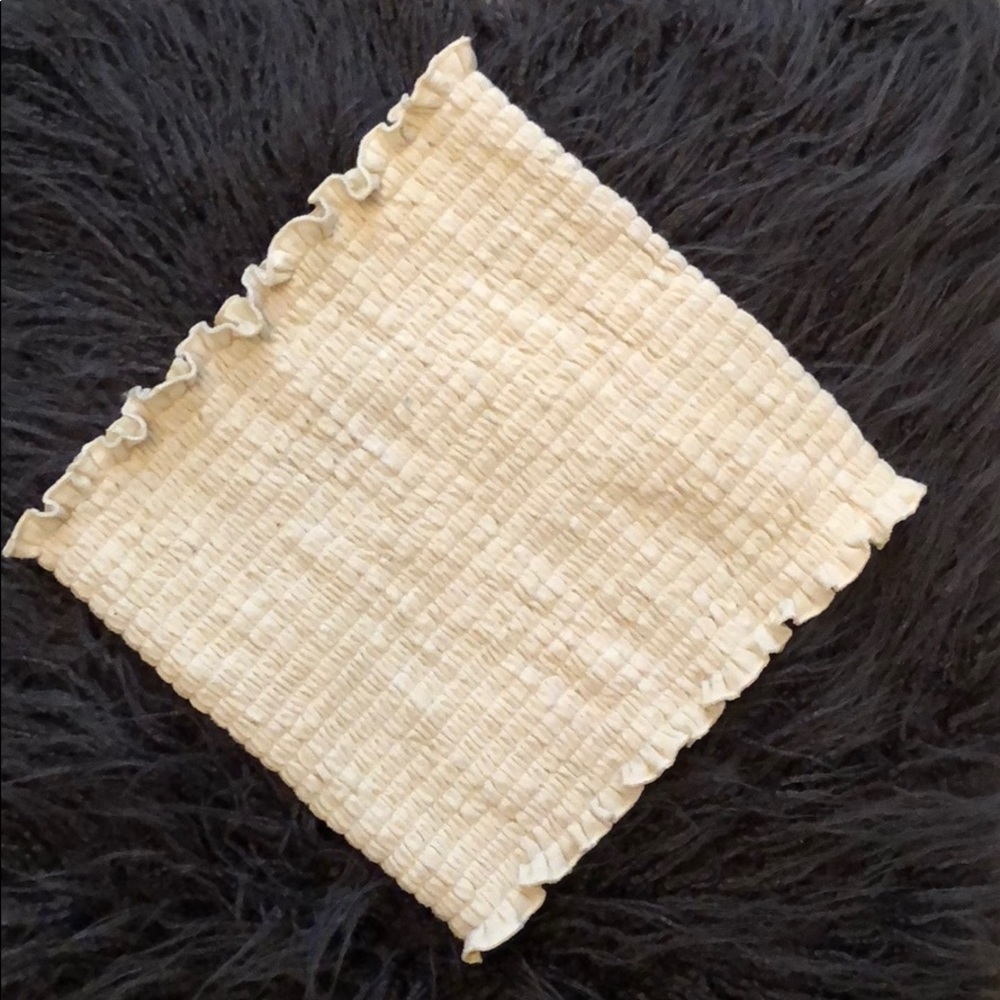 light yellow scrunch tube top from brandy melville